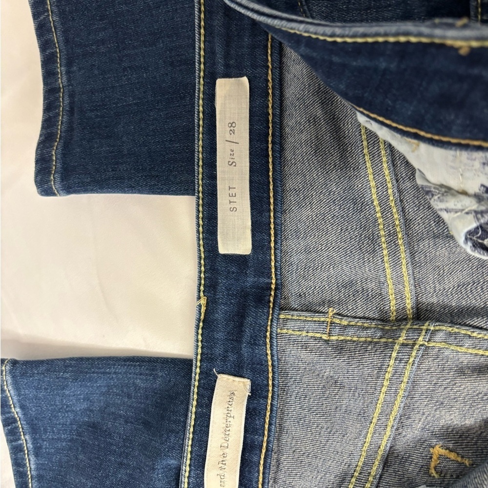Anthropologie Pilcro & Letterpress Dark Blue Split-Ankle Jeans – Size 28 - Picture 10 of 15
